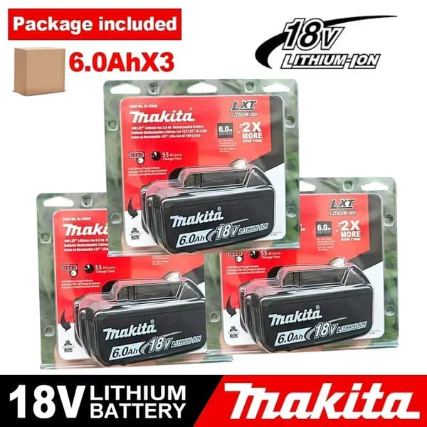 Litiumjonbatteri, 6000mAh kapacitet, LED-indikator, 3 PCS 6.0Ah-DKMT