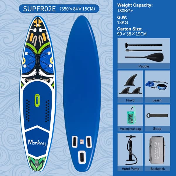 Oppustelig Paddleboard, Stærk Stabilitet, Komplet Tilbehør,SUPFR02E