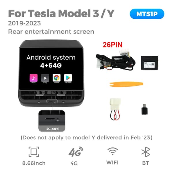Bilskærm, 8,66 tommer, Android 13,MTS1P-26PIN