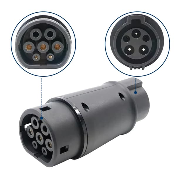 Elbiladapter, hög ström, vattentålig design,Typ1 till Typ2