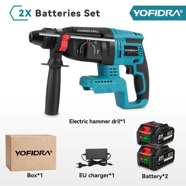 Rotary Hammer, Børsteløs Motor, Trådløs Design,2xBatteri Sæt-E