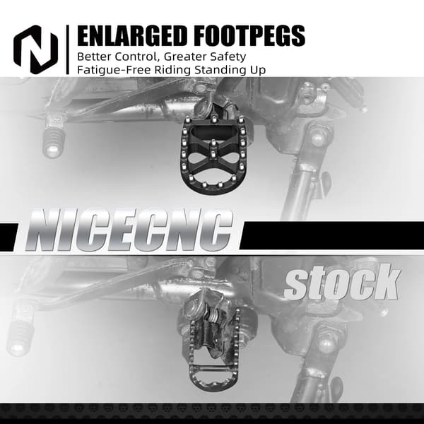 Fodstøtter, Forstørret Platform, Holdbar Aluminium Konstruktion,sort