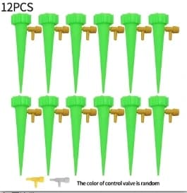 Droppbevattningssystem, Automatisk Vattning, Justerbar Flöde,12PCS-Grön