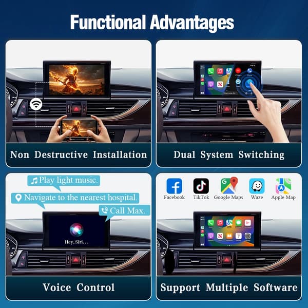 Dekoderlåda, Trådlös CarPlay, Android Auto-kompatibilitet,För Audi A6 A7 RMC