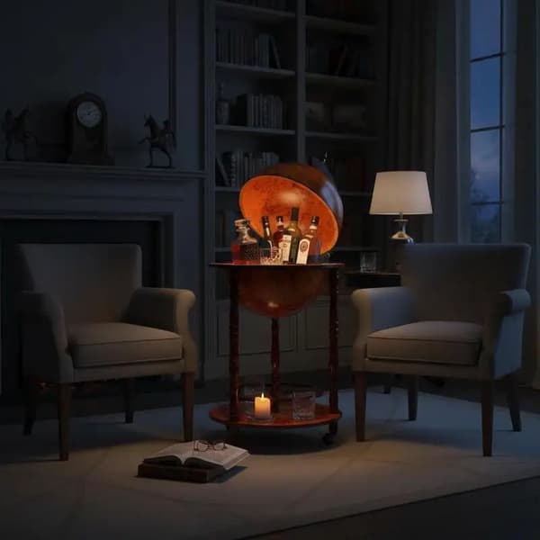 Vinhållare, Eukalyptusträ, Globformad Design,Mörk khaki