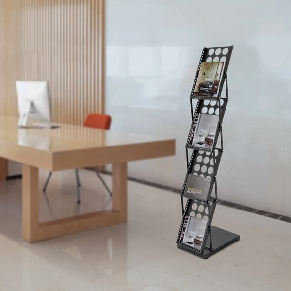 Magasinholder, Foldbart Design, Rummelig Opbevaringsplads,sort