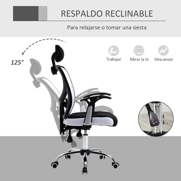 Kontorsstol, Ergonomisk Design, Justerbar Höjd, VIT