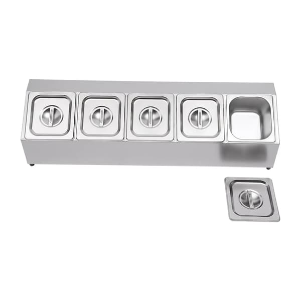 Krydderihylde, Rustfrit Stål, 5 Beholder Organizer,Sølv