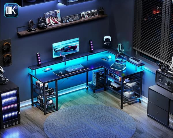 Gamingbord, Vendbart Design, Integreret Strømforsyning,sort