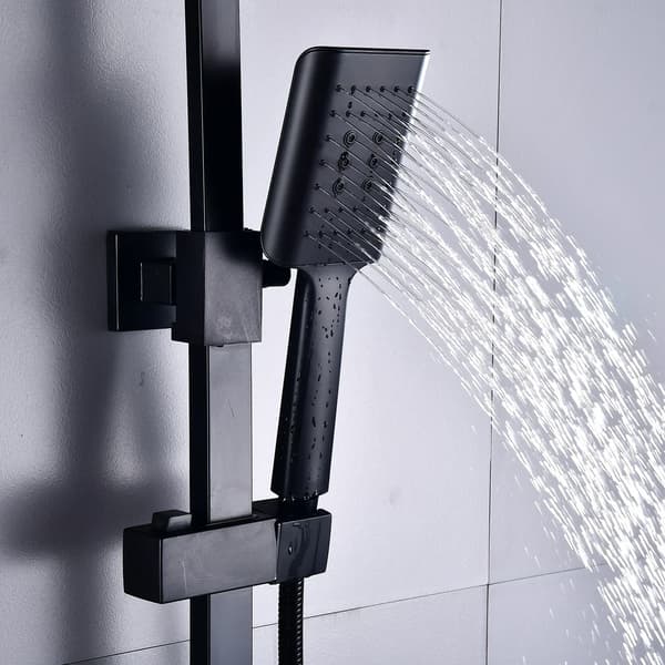 Duschsystem, Termostatisk Kontroll, Regn- och Handduschalternativ, Svart