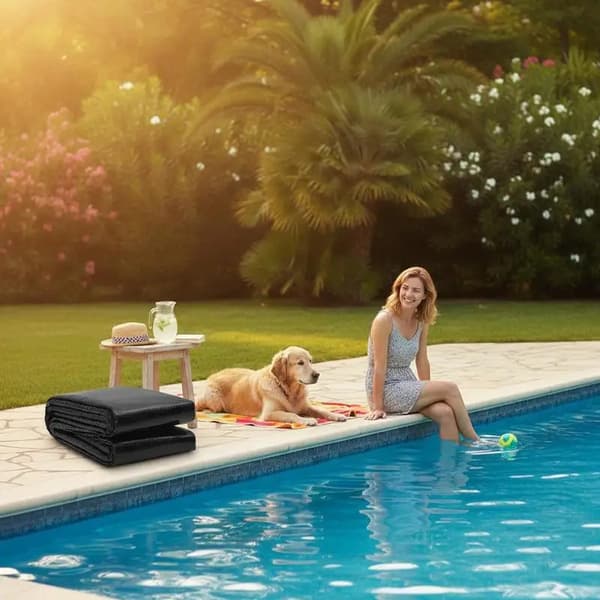 Solvarme Pool Cover, Effektiv Isolering, Multifunktionel Beskyttelse,Sort