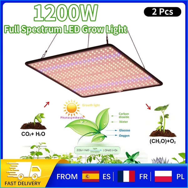 LED-kasvivalo, täysivalo, energiatehokas,2-KPL, 1200W, EU