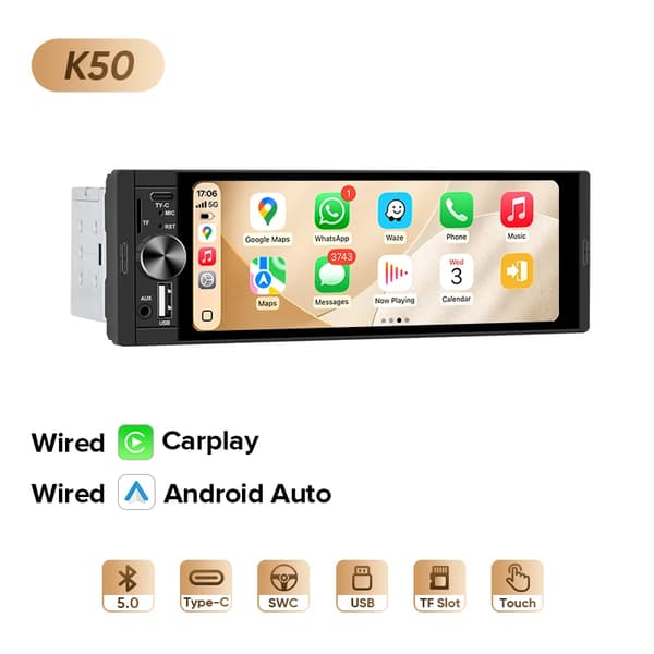 Bilradio, Touchskærm, Stemmestyringsfunktion,K50 Kablet