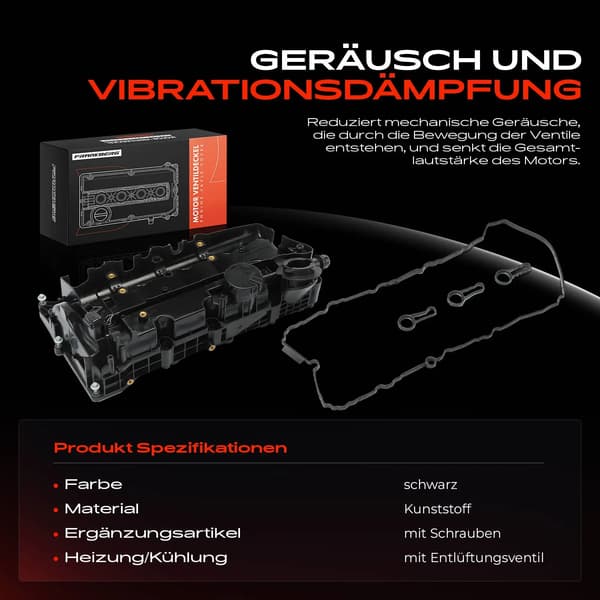 Ventilhuv, Plast, Kompatibel med BMW Serie E90 E91 E92 E87 E88 E82 E60 E61 E83, 2.0L Motor, Inkluderar Tätningssats, Utrustad med Ventilventil