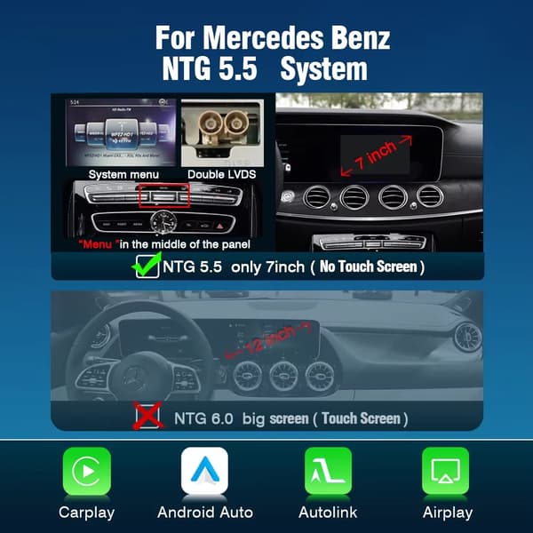 Bilmodul, Stöder CarPlay och Android Auto, GPS-navigering,FÖR NTG5.5 Mercedes W213