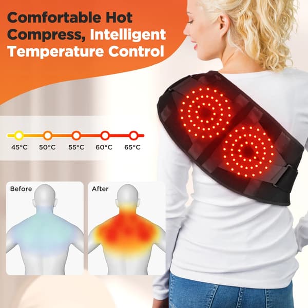 Talje Massager, Justerbar Varme, Vibrationsterapi,sort