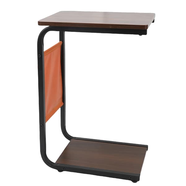 C Formad Soffbord, Dubbel Lagersförvaring, Modern Design,brun