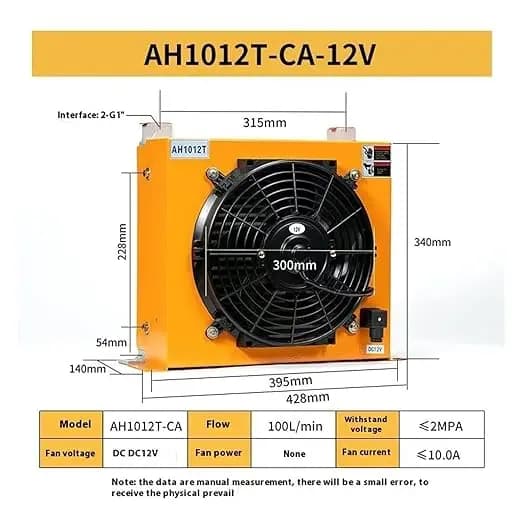 Hydraulolja Kylare, Luftkyld Design, Effektiv Fläkt,DC 12V