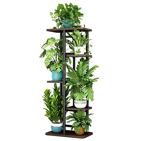 Plantebord, 5-lags metaldesign, pladsbesparende holder,Sort Eg