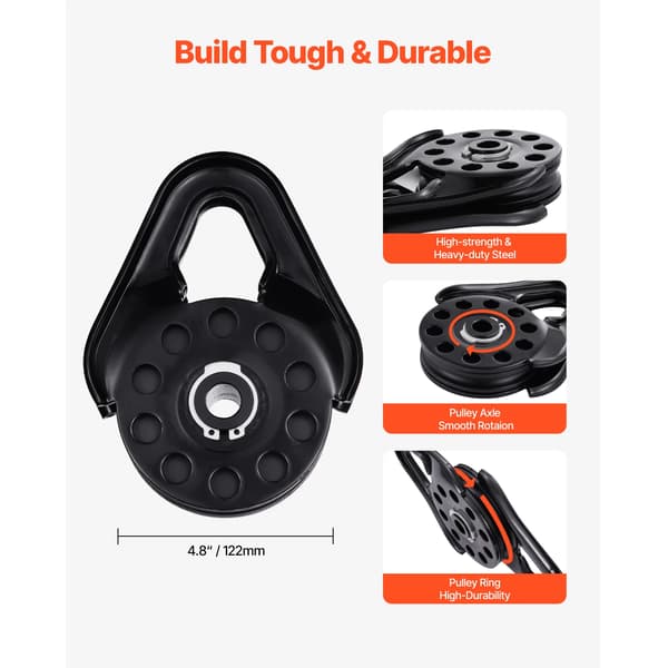 Snatch Block, Tungt Stål, Dubbel Dragkraft,14.5T