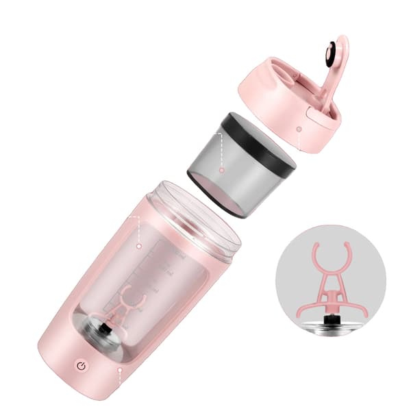 Shakerflaska, Tritanmaterial, USB-C-driven mixer,Rosa