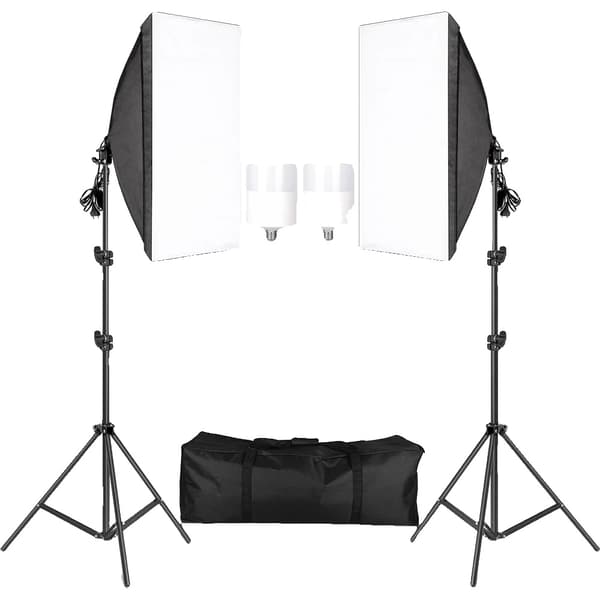 Fotografi Softbox Sæt, Justerbar Lystativ, Nem Opsætning,40W LED-pærer