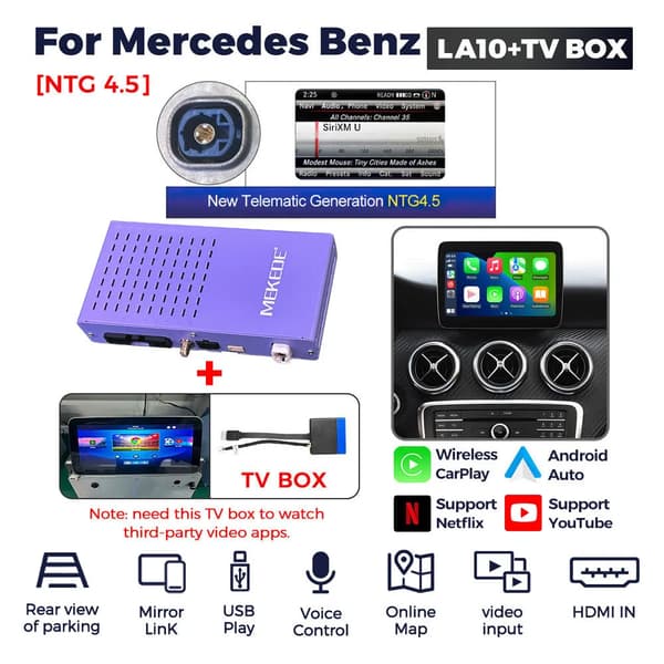 Bil Smart Video Box, Trådløs CarPlay, Android Auto Support,LA10-TVBOX NTG4.5