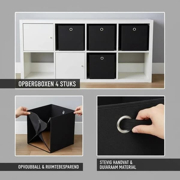 Opbevaringskasser, Holdbart Non-Woven Stof, Alsidig Organizer,sort