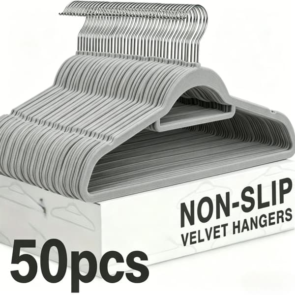 Sammetshängare, Antislipdesign, 360° Rotationskrok,GRÅ, 50st