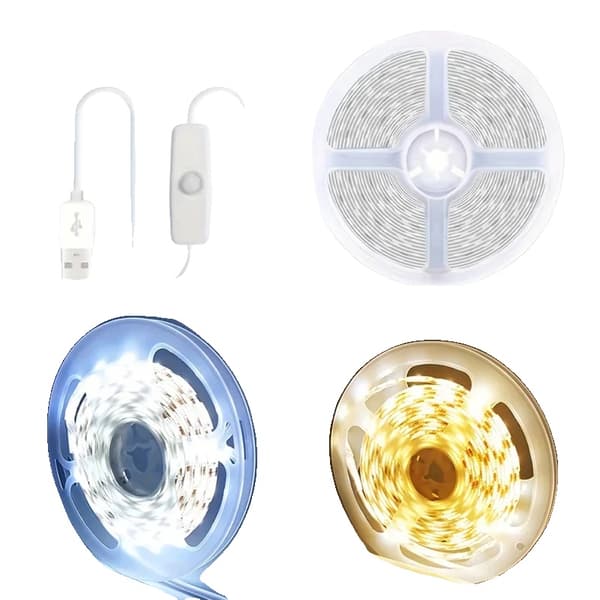 LED Strip Light, USB-driven, Varmvit och Kallvit Alternativ,Vit 1M