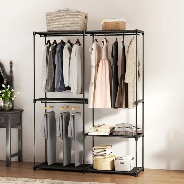 Garderobe, Metalramme, Multi-Lag Opbevaring,sort
