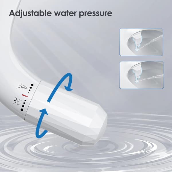 Bidet-tilbehør, Dobbelt Dyse, Justerbart Vandtryk,HVID