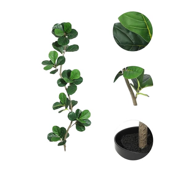Konstgjord Fiddle Leaf Fig Träd, S-formad Stam, Ingen Underhåll,5ft