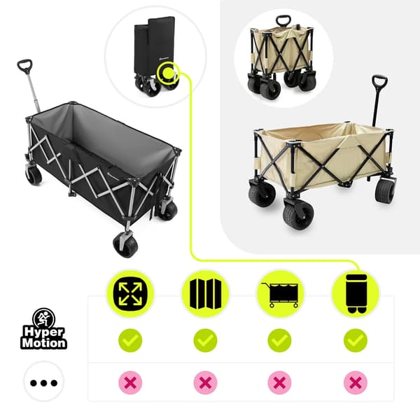 Transportvogn, Sammenklappeligt Design, Høj Vægtkapacitet,sort