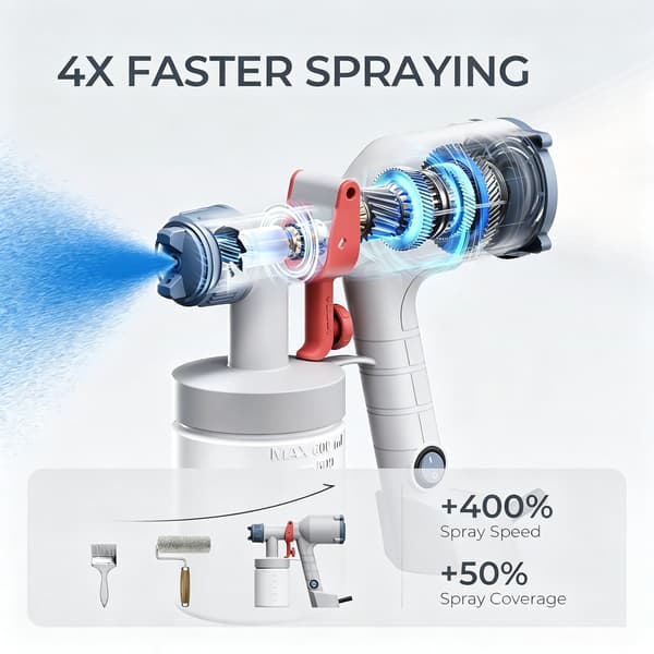 Sprutpistol, 600 mL Behållare, 3 Sprutmönster,VIT