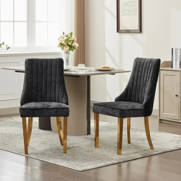 Spisestol, Moderne Chenille Polstring, Rustfrit Stål Ben,CQY-sort