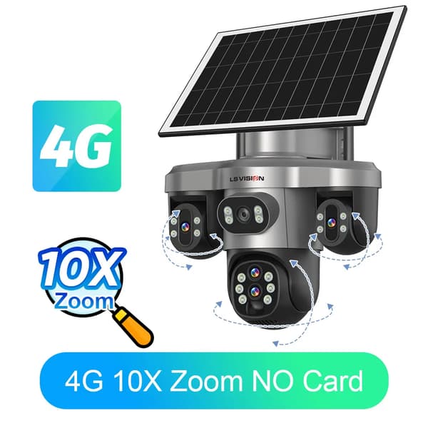 Övervakningskamera, 10x optisk zoom, PIR och AI-detektering,4G SIM-version Kamera