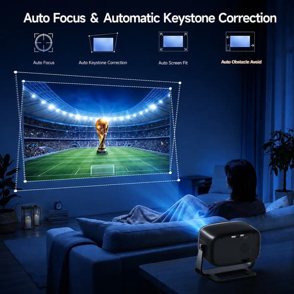 Projektor, 4K understøttelse, dual WiFi og Bluetooth-forbindelse,Projektor RC6