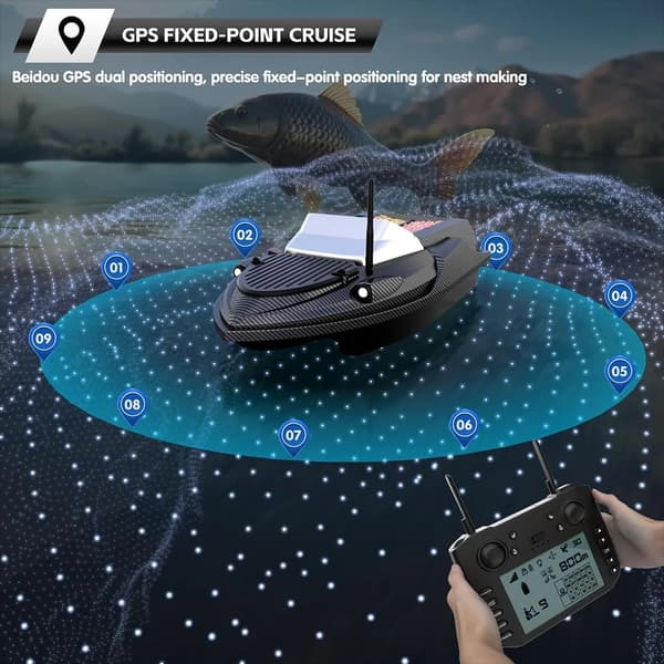 Baitfartyg, Dubbelmotorfunktion, Smart Kryssåterkoppling,V080 GPS 20000 Sonar