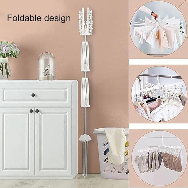 Klädtork, Fällbar Design, Inomhus- och Utomhusbruk,VIT