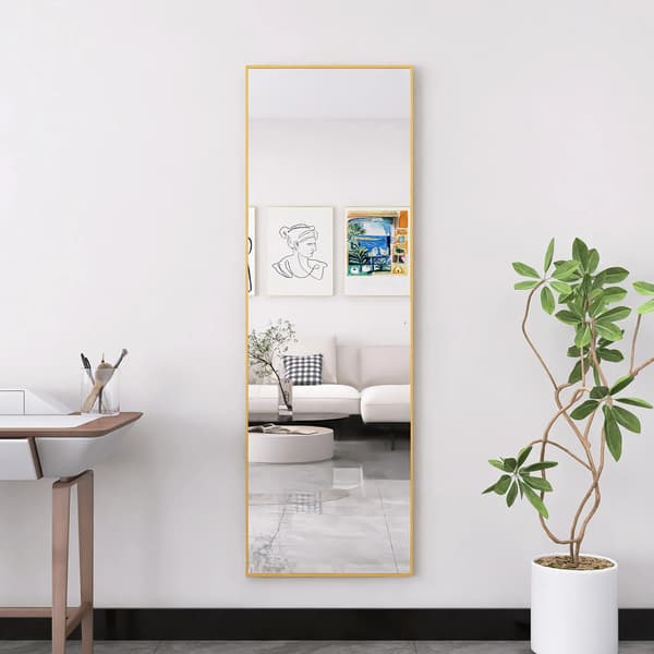 Helkroppsspegel, stöttåligt glas,162x53cm, Guld