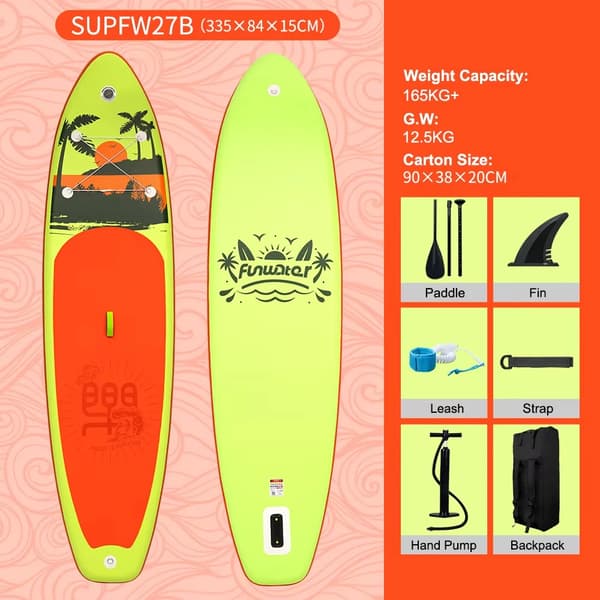 Stand Up Paddle Board, Antislipdesign, Lätt och Bärbar,335*84*15