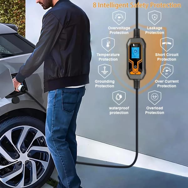 EV-lader, 7kW, 32A, bærbar lader, IP65, 5m kabel