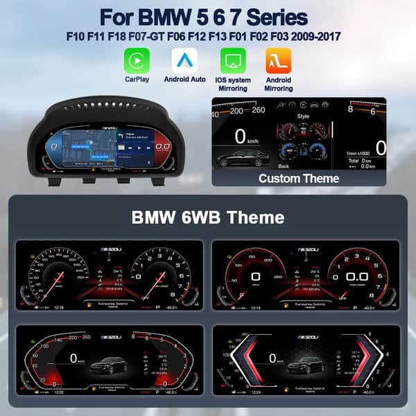 Digital instrumentpanel, Smartphone-integration, Realtidsnavigering,F10 CarPlay-version