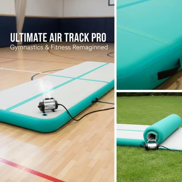 Gymnastikmåtte, Oppusteligt Design, Holdbart PVC Materiale,hær grøn