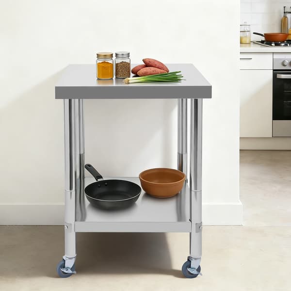 Forberedelsesbord, Rustfrit Stål, Mobil Design,Sølv