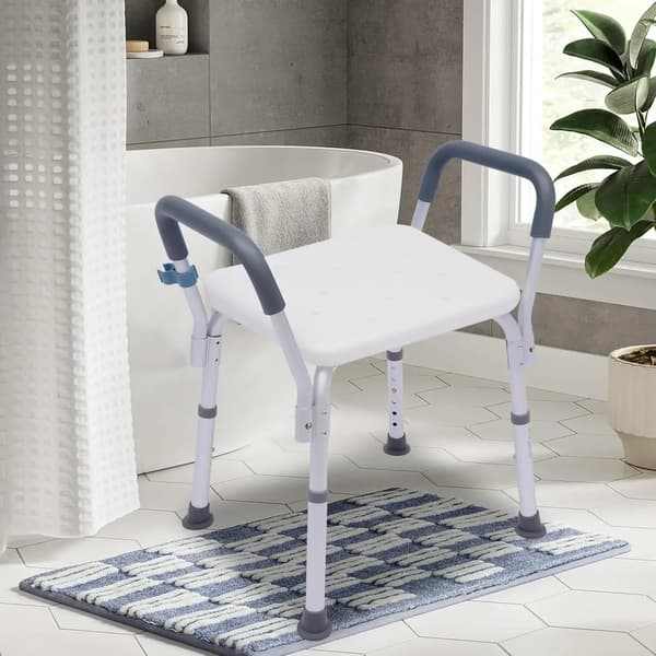 Duschstol, Höjdjusterbar, Halkfri Design,VIT