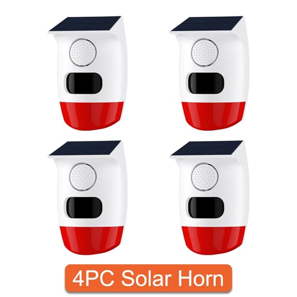 Larm System, PIR Infraröd Rörelsesensor, 120dB Siren,4PC Solhorn