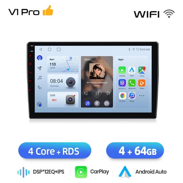Bilstereo, Touchscreen, Multimedia-forbindelse, kompatibel med Citroen C5 2008-2017,V1 4+64GB 9"