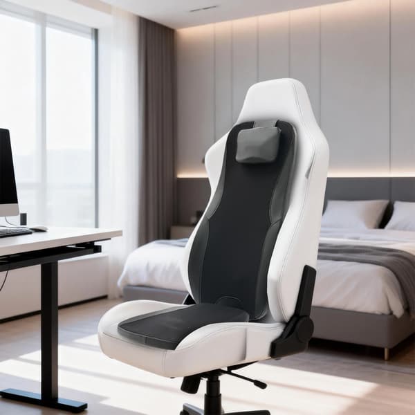 Massagefåtöljkudde, Värmefunktion, Ergonomisk Design,Svart